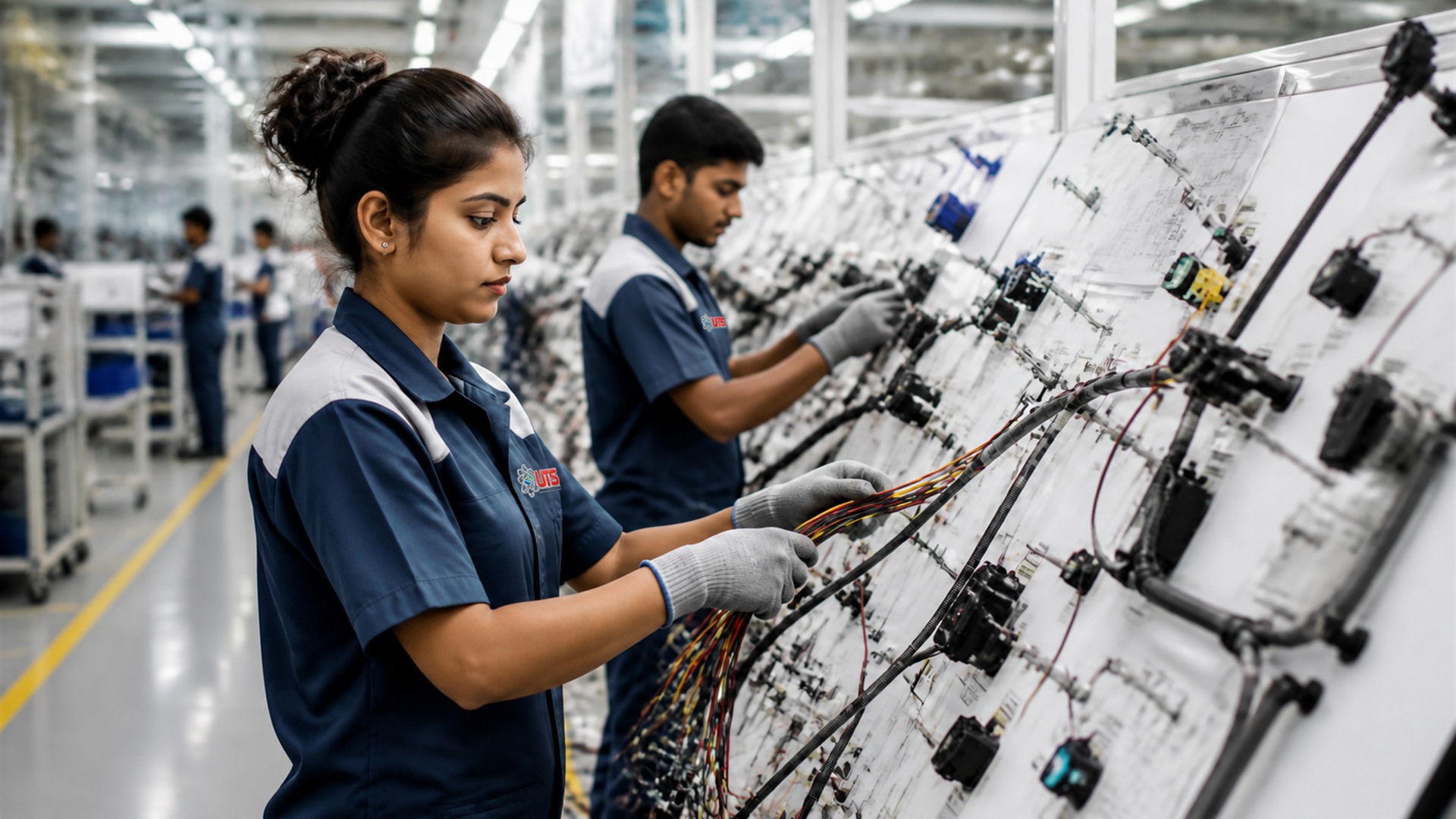Wire harness assembly line at a UTS plant